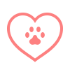 Paw print inside a heart icon symbolizing Tosh & Morinda's mission to ensure healthy and happy lives for all dogs.